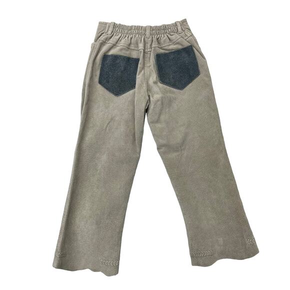 Lili Gaufrette Girls Tan Grey Leather Ankle Pants 5 - Picture 6 of 7
